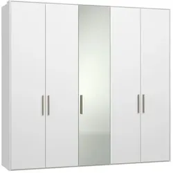 Jutzler Kleiderschrank Liventio 250 x 236 cm Glas Weiß, Transparent Weiß / Spiegel