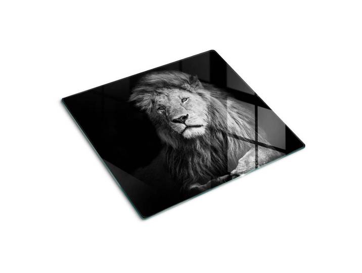 Tulup Glasplatte 60x52 cm Löwe, Anthrazit, Glas, 60x52 cm, Küchenzubehör, Schneidebretter