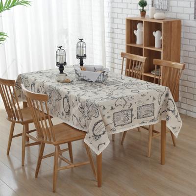 Enova Home "54""x 80"" Simple Map Pattern Rectangle Cotton and Linen Tablecloth - 54""x 80"""