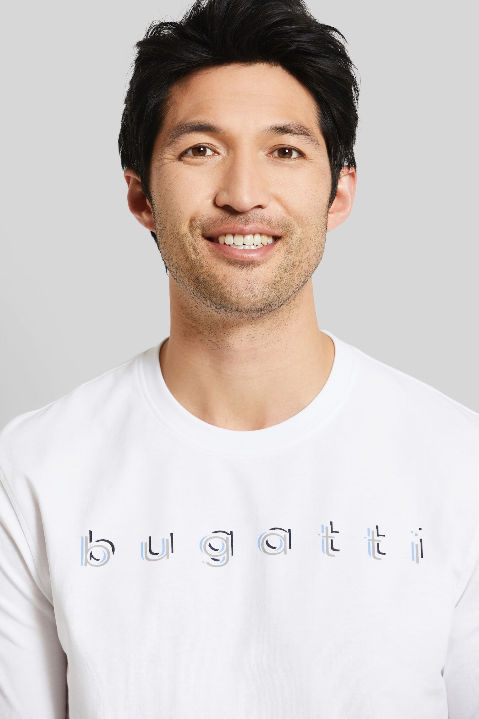 Longsweatshirt BUGATTI, Herren, Gr. 3XL, weiß, Interlock, 100% Baumwolle, unifarben, normal, Rundhals, Sweatshirts Longsweatshirt, mit bugatti-Druck
