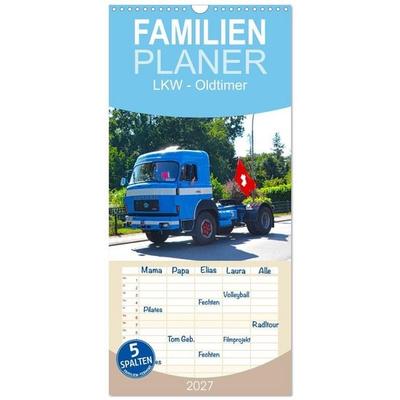 Familienplaner 2027 - LKW - Oldtimer mit 5 Spalten (Wandkalender, 21 x 45 cm) CALVENDO