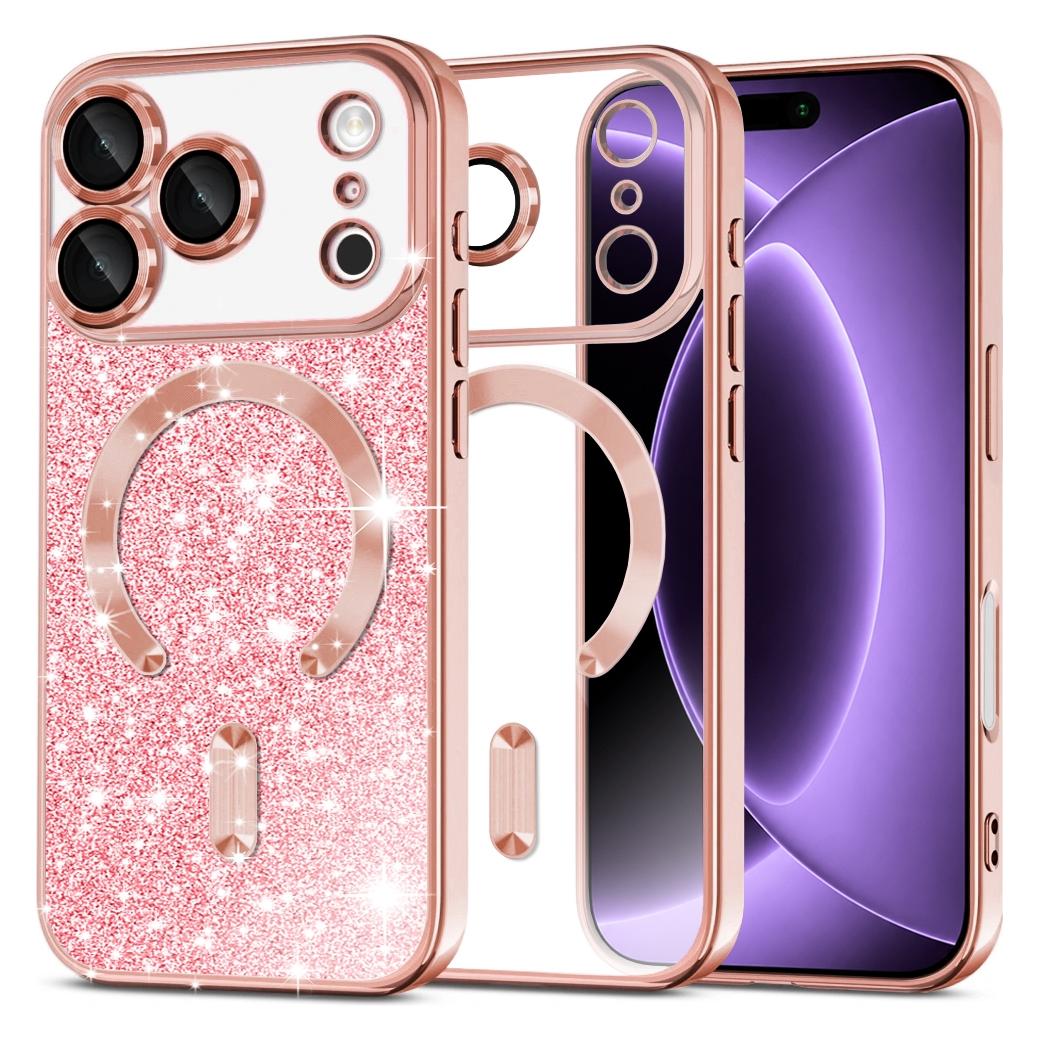 Techsuit - Luxury Glitter MagSafe - iPhone 18 Pro / iPhone 17 Pro - Rose Gold (Apple iPhone 17 Pro, Apple iPhone 18 Pro) (72060083)