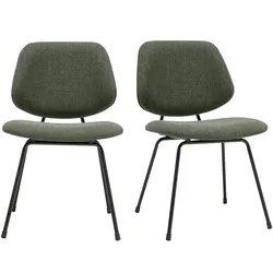 Designer-Stühle aus khaki-grünem Stoff und schwarzem Metall (Set von 2) BARNET