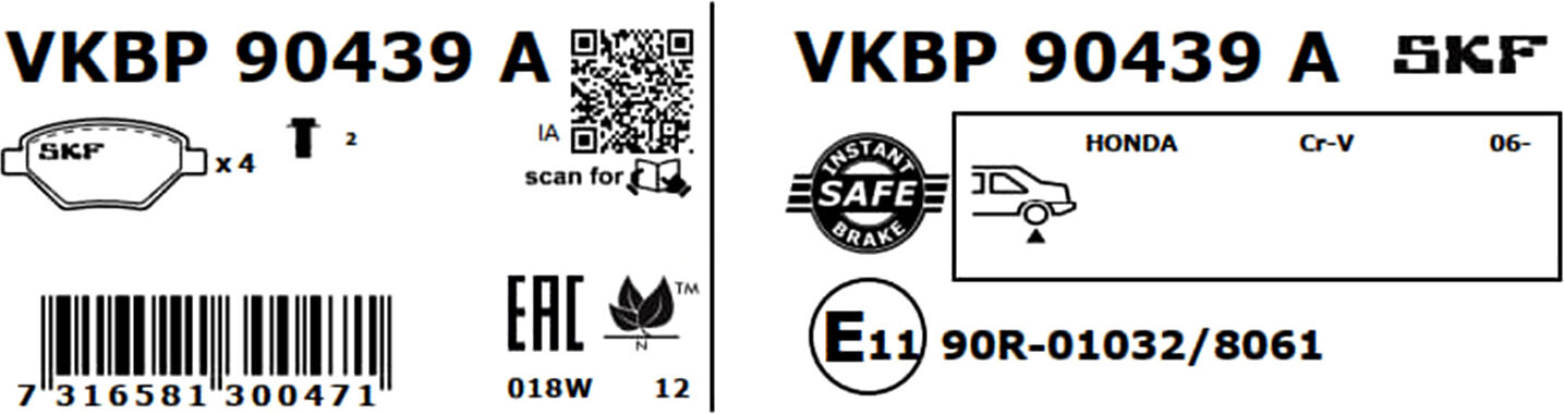 Skf Bremsbelagsatz, Scheibenbremse Vkbp 90439 A Für Honda
