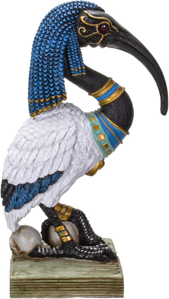 Handgeschilderd Egyptisch Ibis God Figuur - Decoratief Accent - Multicolor - Hoogte: 20 cm