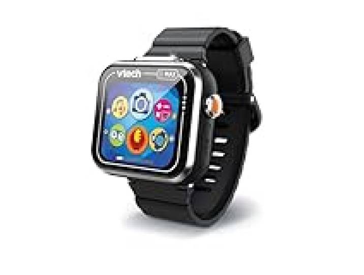 VTech Kidizoom - Smartwatch Max Noir, Montre Intelligente pour Enfants, Double Appareil Photo, vidéo, Jeux, écran Tactile Horizontal, Version ESP, Noir, 5.4 x 22.4 x 1.7 cm
