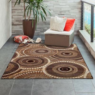 Trans Ocean Import Co Inc "Marina Circles Rectangle Rug, 4'10"" x 7'6"", Brown"