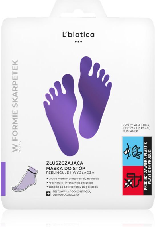 L’biotica Masks chaussettes exfoliantes pour adoucir et hydrater la peau des pieds 1 une paire de