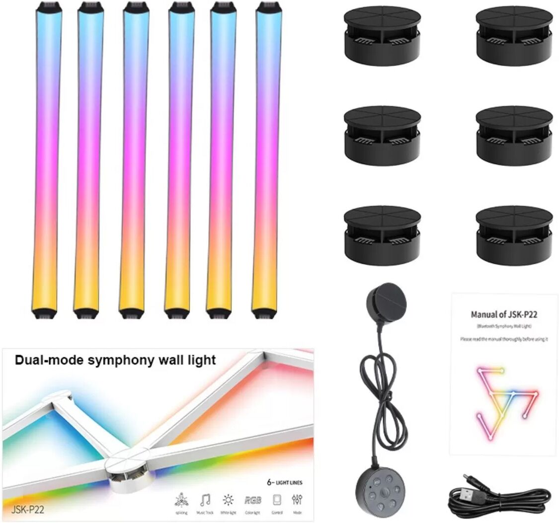 INF Bluetooth LED-Streifen - DIY Smart Splicing, RGB Umgebungsbeleuchtung, SMARTLIFE Kompatibel, 6-Lichtleisten Kit Schwarz