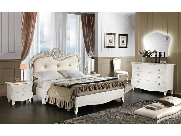 JVmoebel Bett Italienisches Bett aus lackiertem Holz in sanftem Beigeton (1-tlg), Made in Europa