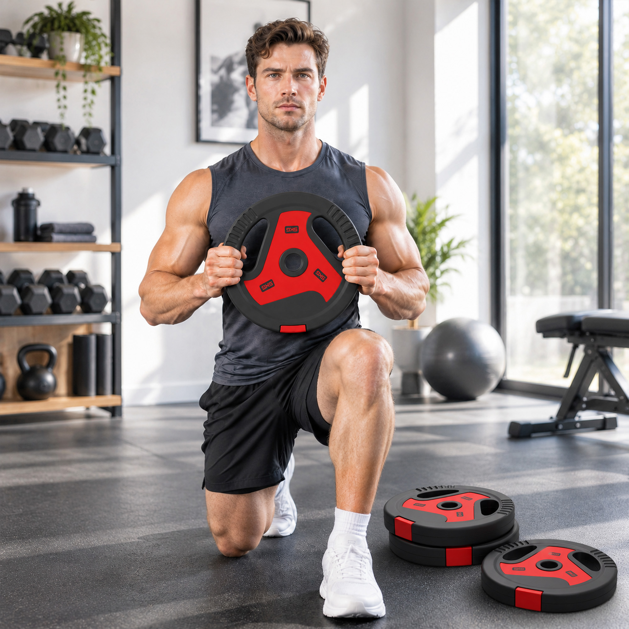Sportnow Dischi Pesi Palestra, Set 4 Pezzi, 25kg, Foro 2.5cm, Nero   Aosom Italy