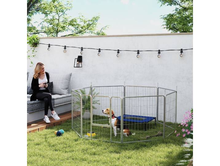PawHut Parc Chien 8 Panneaux Modulable 80H cm Noir