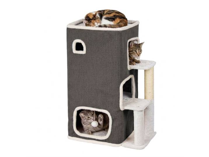 Relaxdays Maison chat 3 étages, balle & griffoir
