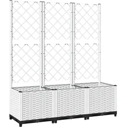 Helloshop26 - Hochbeet für Pflanzen Blumen Terrasse Garten mit Rankgitter 120 x 40 x 136 cm weißes PP 02_0038234