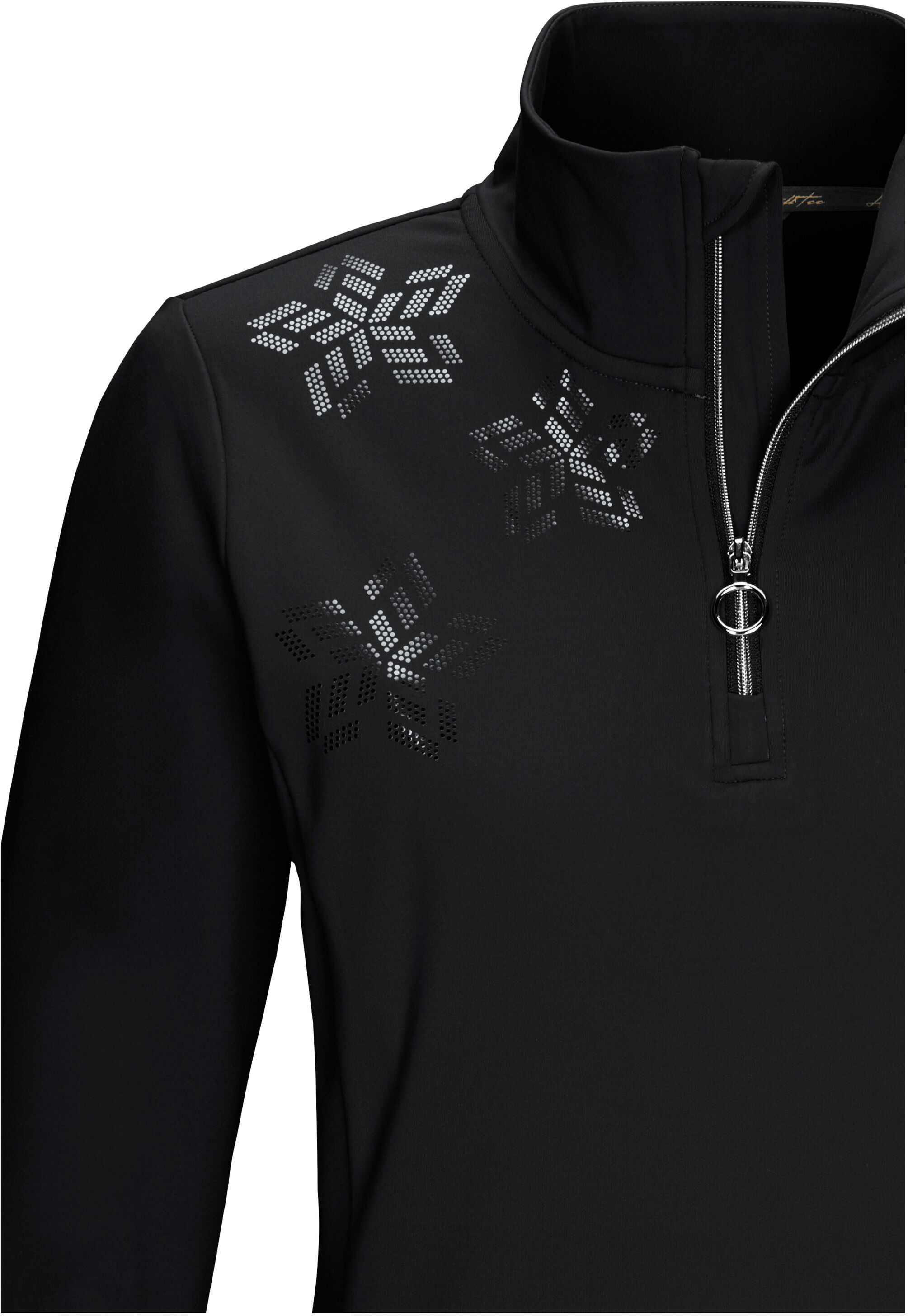 Langarmshirt KILLTEC "KSW 110 WMN LS SHRT", Damen, Gr. 38, schwarz, Obermaterial: 84% Polyester, 16% Elasthan, Shirts Langarmshirt, Damen Powerstretchshirt: atmungsaktiv, metallischer Print, Stehkragen schwarz 38