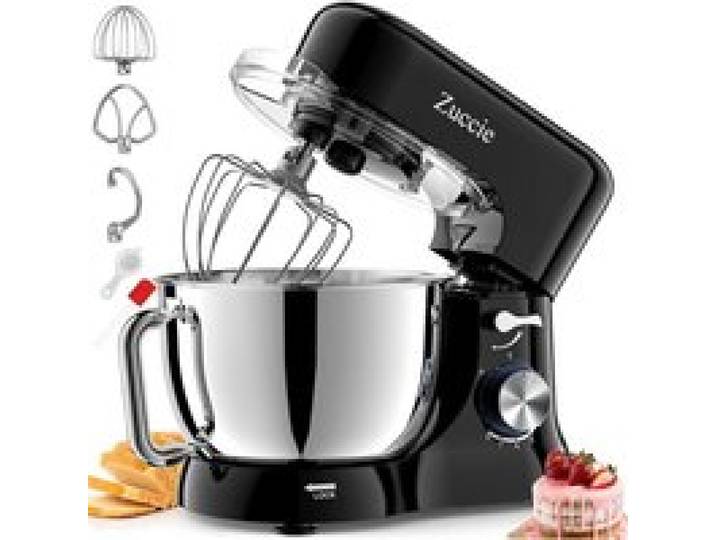 Robot Patissier 5 L Robot Pâtissier 1000W Robot Cuisine Avec Fouet Batteur Crochet Bol DAcier Inoxydable Et Pare-Éclaboussures 8+