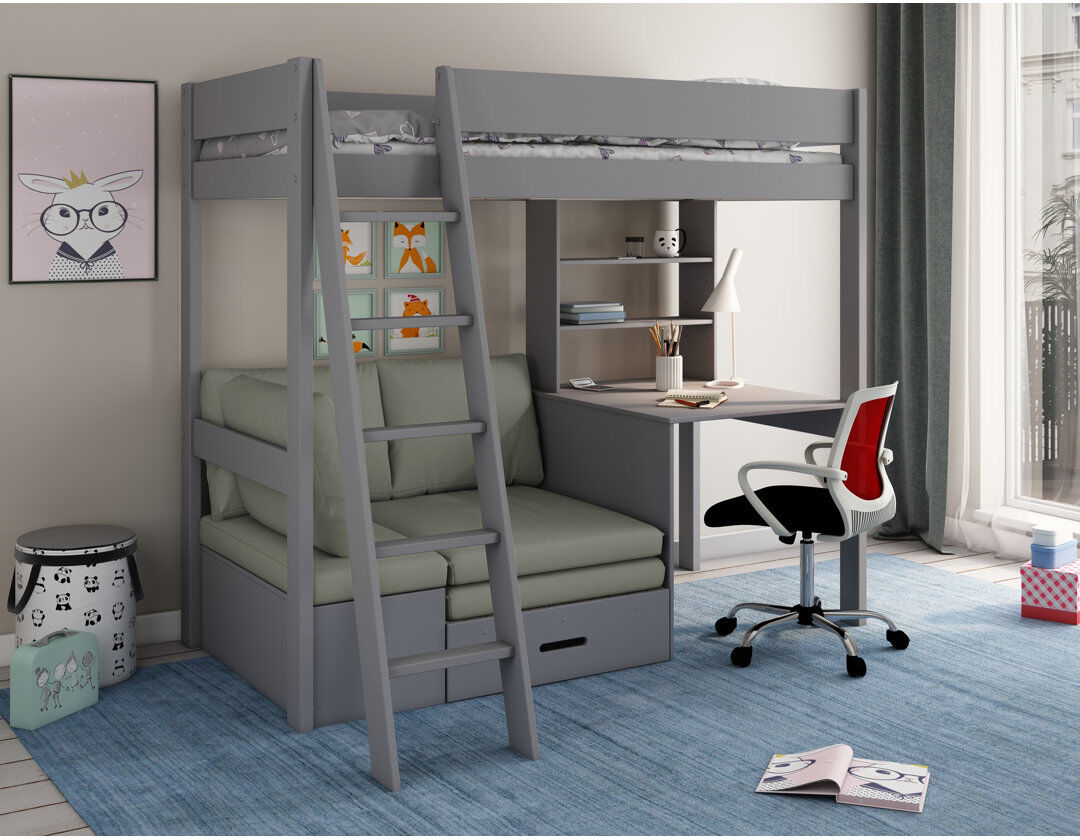 Zoomie Kids Thorlof Single (3') High Sleepers Bed Frame Grey/Silver