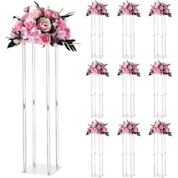 VEVOR Hochzeitsblumenständer 200x200x800 mm, 10 Stk. Blumenhocker mit kubischer Acrylablage & zylindrischen Bein, Pflanzenhocker für Hochzeiten, Partys, Geburtstage, Zuhause, Tischdekorationsständer