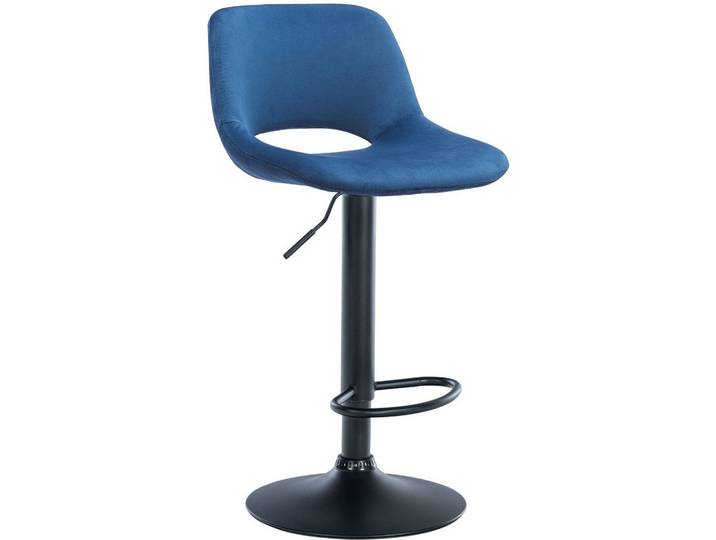 CLP Barhocker Samt Blau, Textil, 42x86x46 cm, Esszimmer, Barmöbel, Barhocker