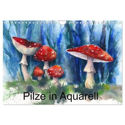 Pilze in Aquarell (Wandkalender 2027 DIN A4 quer), CALVENDO Monatskalender