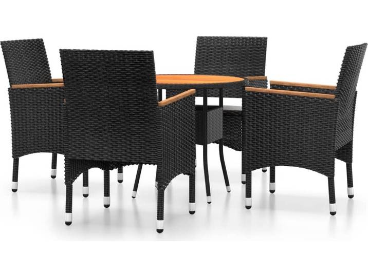 vidaXL Ensemble de jardin 5 pièces Poly rotin noir