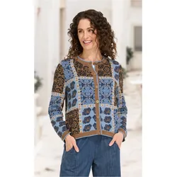 Baumwoll-Mix-Jacke in Jacquard blau in Größe 44/46 von DW-Shop, Blau, 44/46