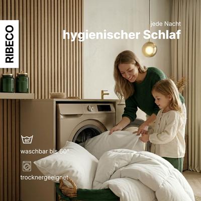 Federbettdecke RIBECO "Laram, Bettdecken für Sommer oder Winter, Made in Germany", weiß, B:155cm L:220cm, Bezug: 100% Baumwolle. Füllung: 90% Federn, 10% Daunen, Bettdecken, Super Preis-Leistung, Bettdecke 135x200 cm oder 155x220 cm, Decke