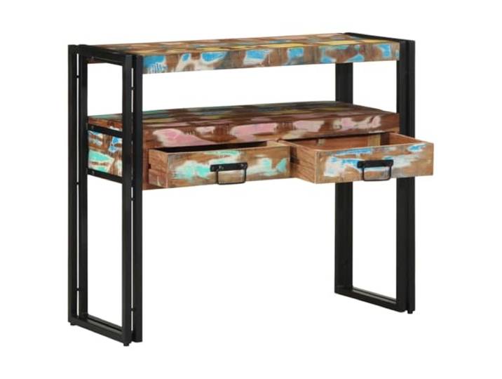 GPUTYGHN Konsolentisch 90 x 33 x 75 cm Massives Upgecyceltes Holz Stahlrahmen, traditionelle Schubladen, praktischer Griff, Flur, Eingang, Wohnzimmer, Innenbereich, Montage erforderlich