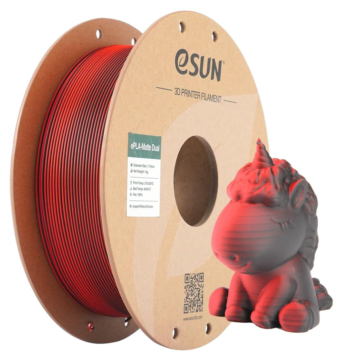 eSUN Mat PLA Dubbelkleurig Filament Zwart-Zwart 1 kg
