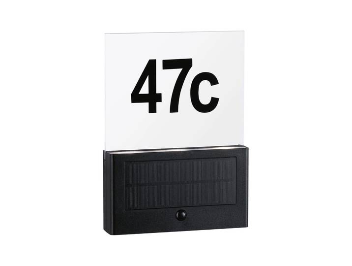 LED Gartenstrahler PAULMANN Solar Hausnummernleuchte Neda IP44 3000K 27lm Anthrazit , grau (anthrazit), B:16,3cm H:3,7cm T:22,6cm, Leuchten, LED Gartenstrahler, Bewegungsmelder