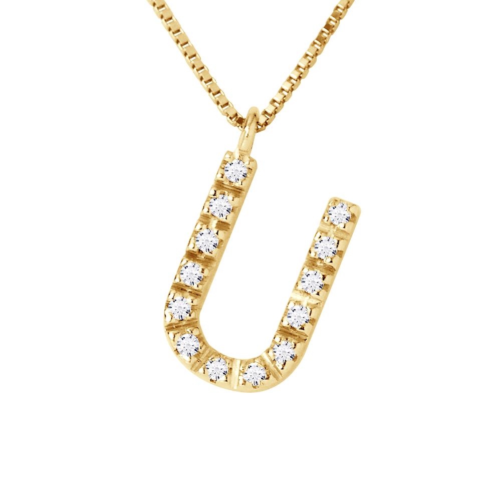 Collar ABC Diamonds 0.06 Cts letter "U" Yellow Gold 18k