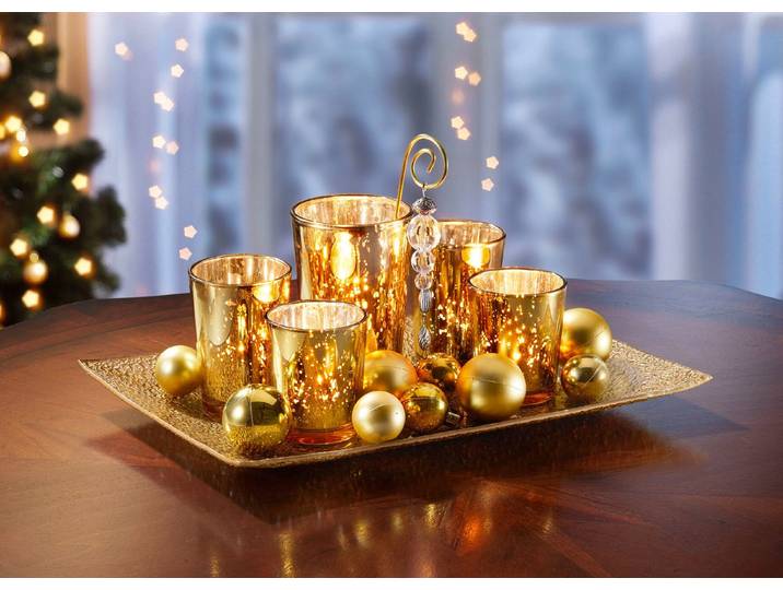 Glas-Kerzenhalter 18-teilig, Gold