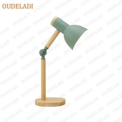 Uplifted Finds OUDELADI Wood LED Table Lamp Glass Lampshade Night Light Bedside Lamp With G4 Bulb green