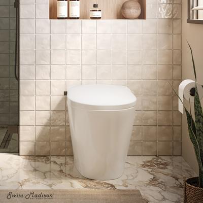 Swiss Madison "Hugo H Power Flush Tankless Toilet 7"" Back Outlet 1 Gpf Non-Electric Toilet With Integrated Tank, Manual Bidet in White"
