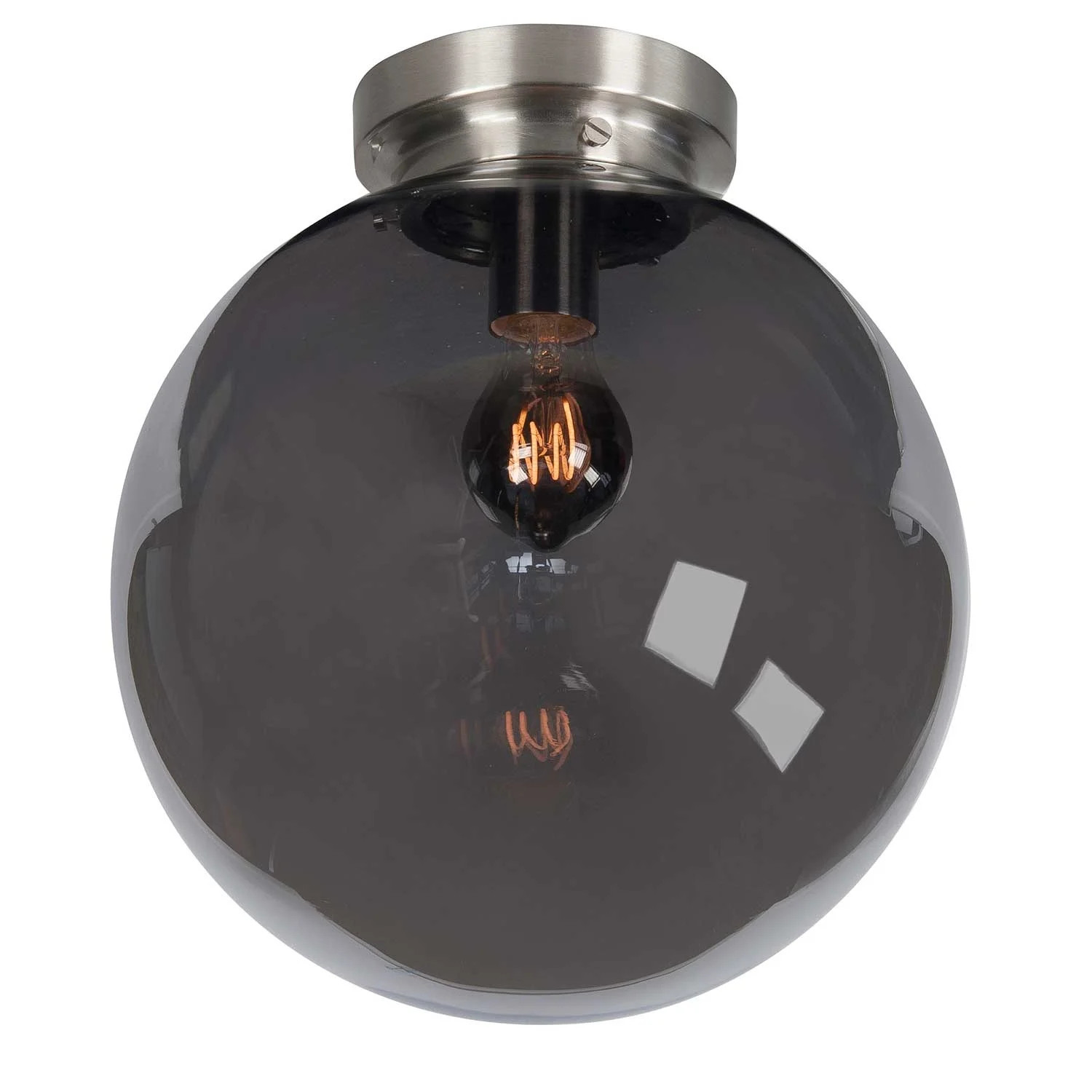 Highlight Plafondlamp Globe Deco Art Deco - Nikkel en Rookglas - Ø 30 cm