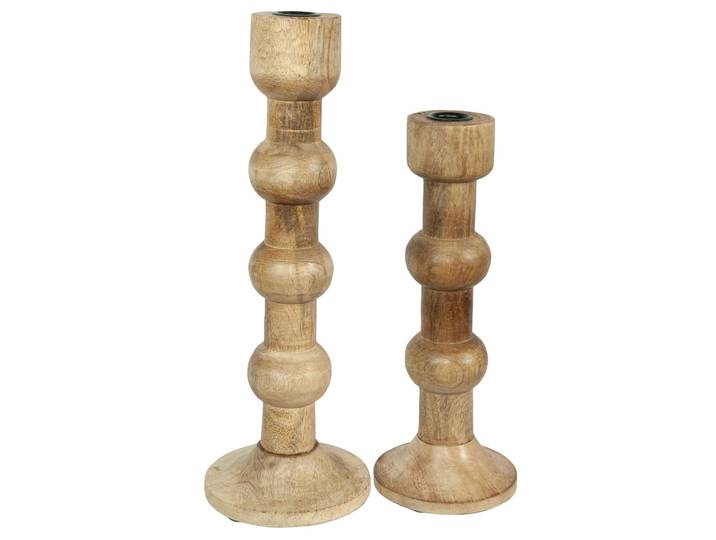 Kerzenständer Bubbles 2er-Set aus Mangoholz, Kerzenhalter in unterschiedlichen Grössen