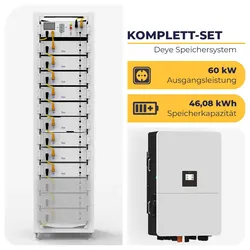 Deye Hybrid-Wechselrichter SUN-60K-SG02HP3-EU-EM6 mit 9 x Deye BOS-G Pro mit 3U-HRack | 60 kW & 46,08 kWh