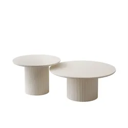 COUCHTISCH OVI 2in1 mit geriffeltem Fuß Ivory