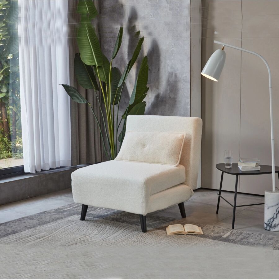 BellaHome POLTRONA/LETTO QUEEN CON CUSCINO BIANCA