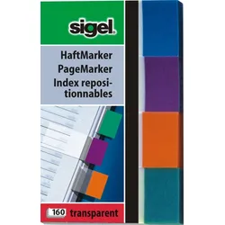 Sigel Haftmarker Transparent 50x80mm 4 Farben im Pocket VE=10x160 Blatt
