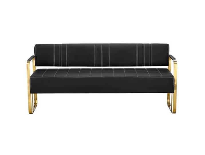 Calissimo 4-Sitzer Sofa, schwarzes Kunstleder, Goldrahmen, 180 cm – Couch für Salon, Wartezimmer und Praxis