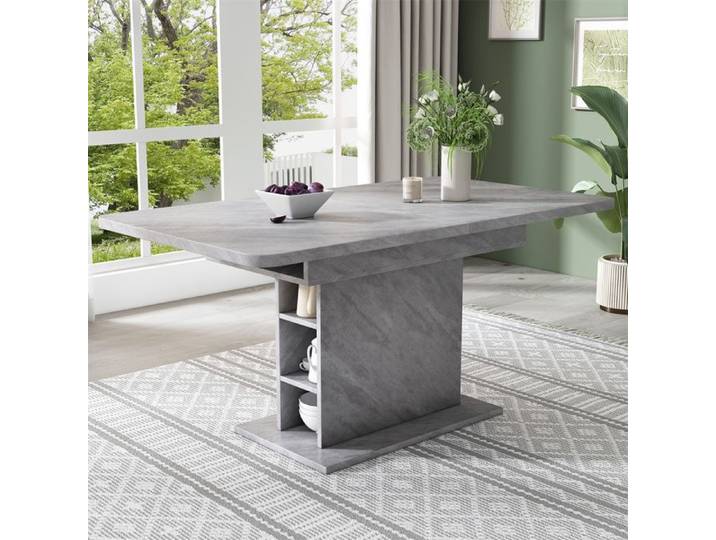 Table a Manger Extensible Table de Salle a Manger et Cuisine pour 4-6 Personnes Rangement Multifonctionnel Bois Gris 130×70×75cm
