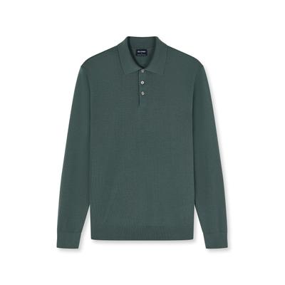 Langarm-Poloshirt OLYMP "OLYMP Casual Strick, Polo langarm", Herren, Gr. L, grün, 100% Schurwolle, Shirts