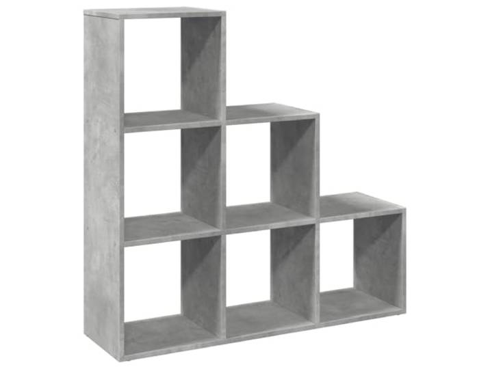 HKTMGDNG Standregal mit 6 Fächern Betongrau 99x29x99 cm Holzwerkstoff Vielseitiger Raumteiler aus Holzwerkstoff mit 6 Würfelfächern für Wohnzimmer, Schlafzimmer und Büro.