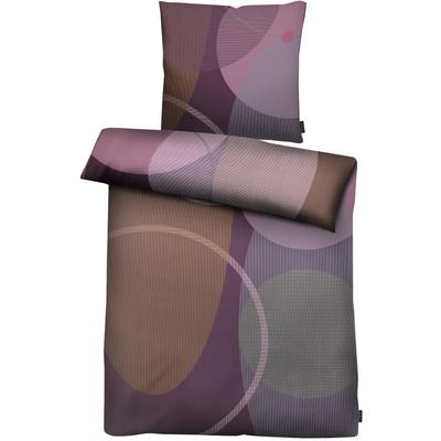 Bettwäsche APELT "Giro", lila (aubergine), B/L: 135cm x 200cm, 1 Stk., 1 Stk., Satin (Bio-Baumwolle), B/L: 80cm x 80cm, 2 Stk., Satin (Bio-Baumwolle), Obermaterial: 100% Baumwolle, Bettwäsche, Bettwäsche, grafische Motive