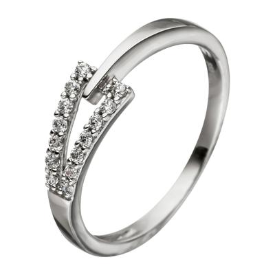 Goldring JOBO Gr. 54, weiß (weißgold 333), Fingerringe, Damen, 54, Weißgold 333, Goldring, 333 Weißgold mit Zirkonia