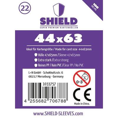 Shield 22 - 100 Super Premium Kartenhüllen für Kartengröße 44x63 mm