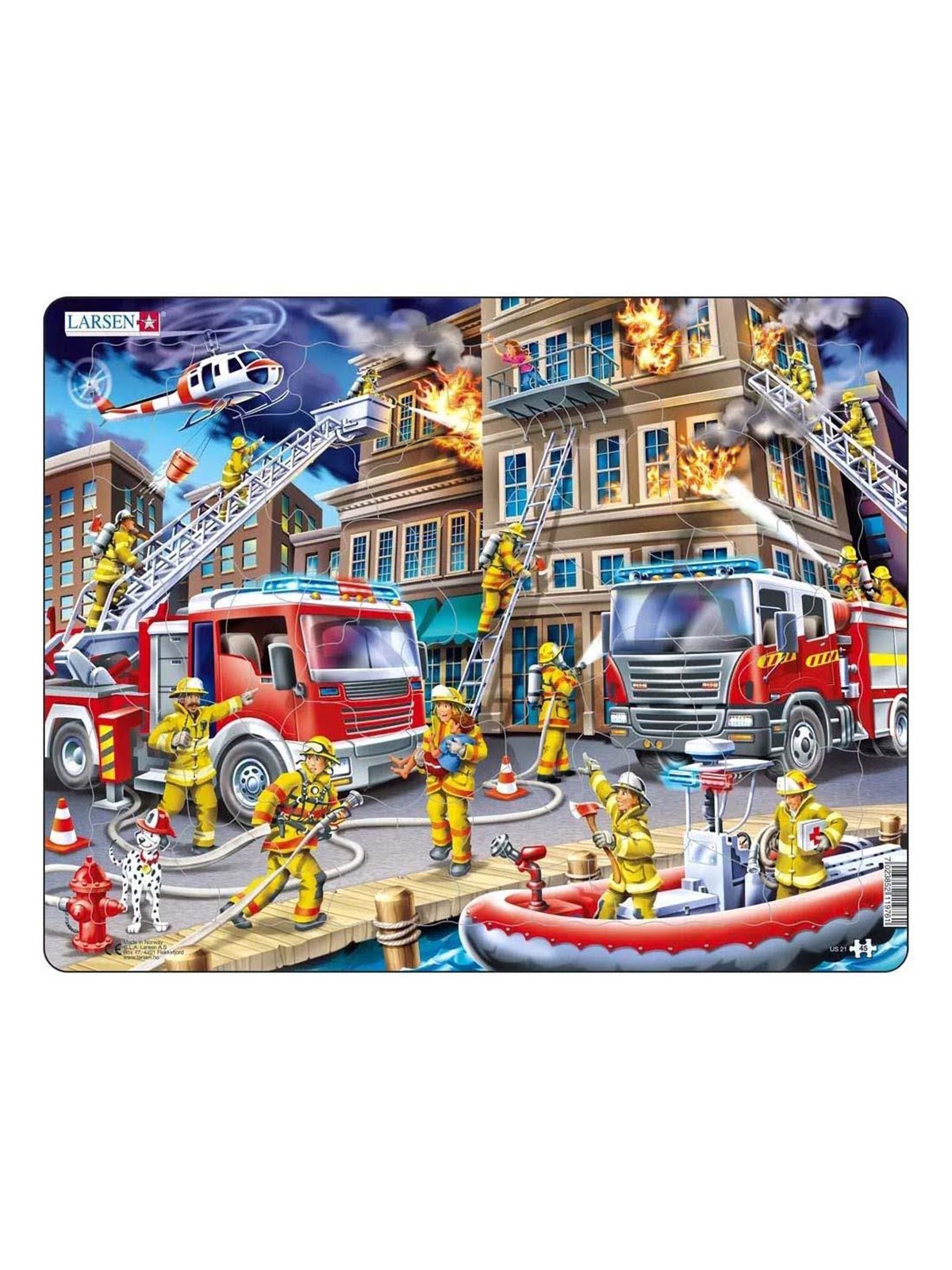 Larsen Puzzles Puzzle Feuerwehreinsatz - 45-teilig, Maxi (36.5x 2D Puzzles