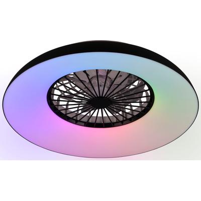 REALITY LEUCHTEN LED Deckenleuchte "SVAERHOLT mit Ventilator, großer Deckenventilator Ø 60cm mit RGB Licht", bunt (schwarz), 1, Ø 60cm H: 19,5cm, 1 Stk., Leuchten, 5-Stufen Ventilator Fernbedienung RGB Farbwechsel 4500 Lumen CCT, LED Deckenleuchte