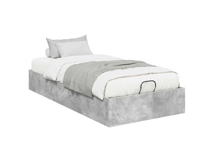 SKTQYQO Ottoman-Bett, Grau, Zement, 75,5 x 190 cm Technisches Holz, Gasheber, Unterbettkommode, einfache Montage